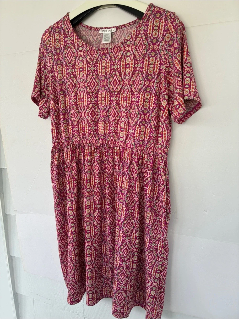Honey and Lace Geometric Short-Sleeve Dress with Pickets 2X